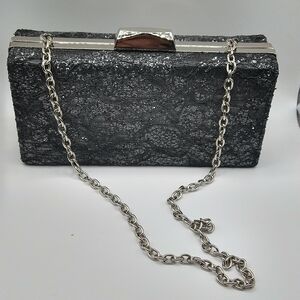 Kate Landry Black and Silver Clutch